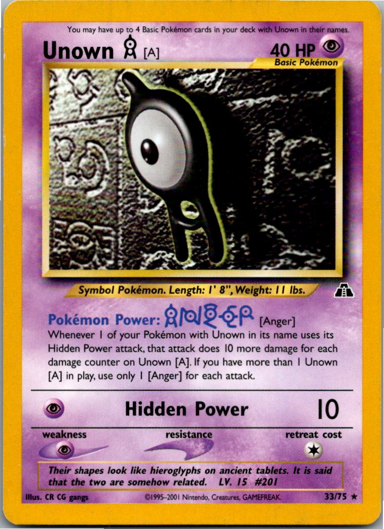 Unown [A] Icognito A 33/75 Neo Entdeckung – Vorderseite