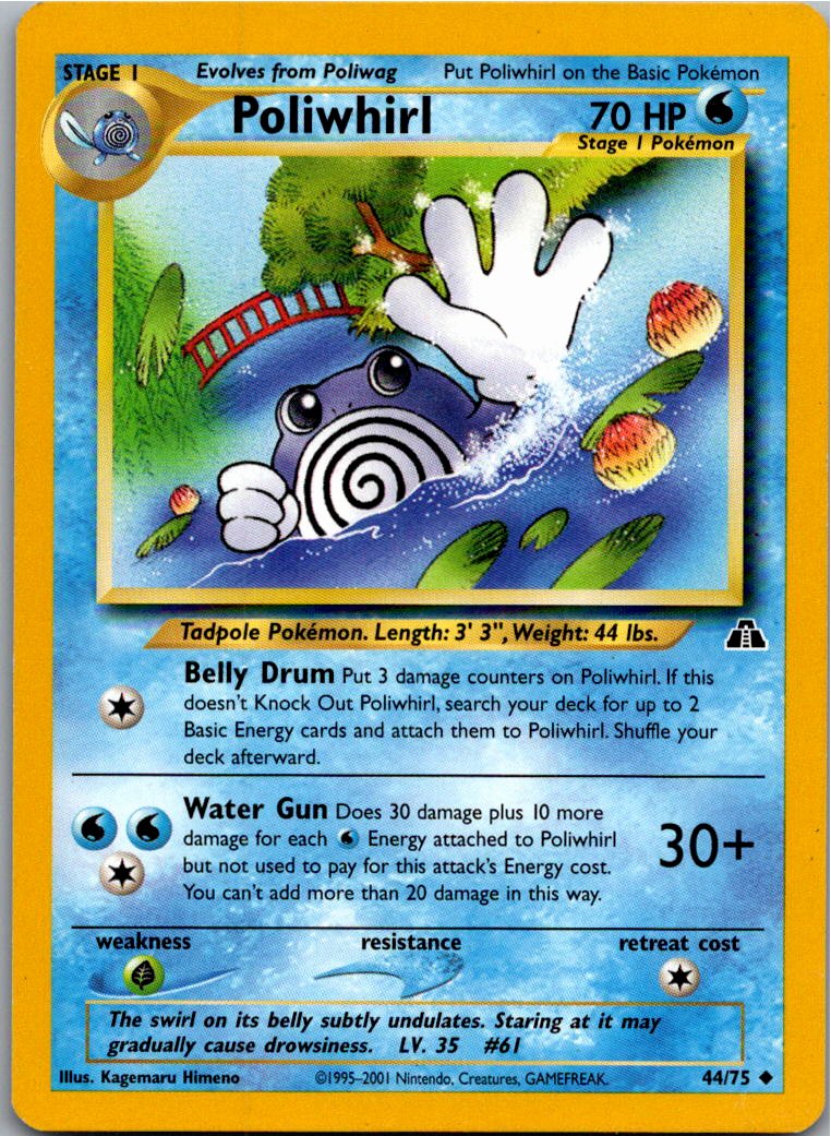 Poliwhirl Quaputzi 44/75 Neo Entdeckung – Vorderseite