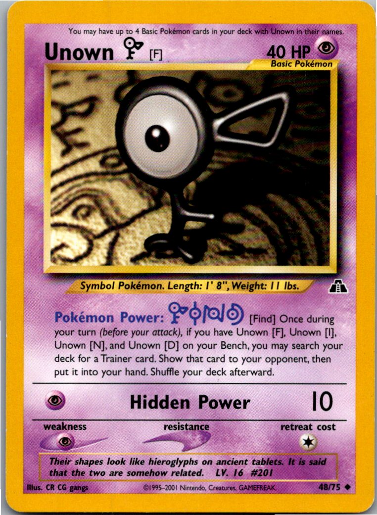 Unown [F] Icognito F 48/75 Neo Entdeckung – Vorderseite