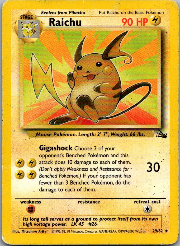 Raichu 29/62 Fossil – Vorderseite