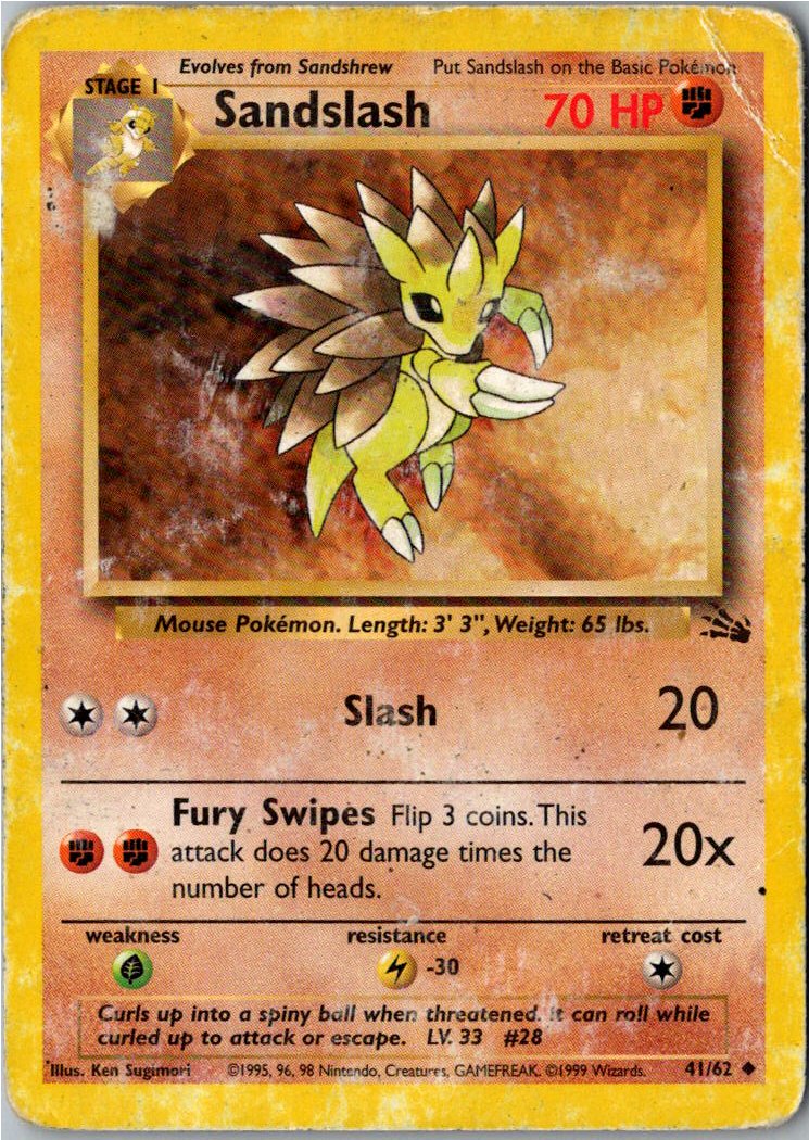 Sandslash Sandamer 41/62 Fossil – Vorderseite