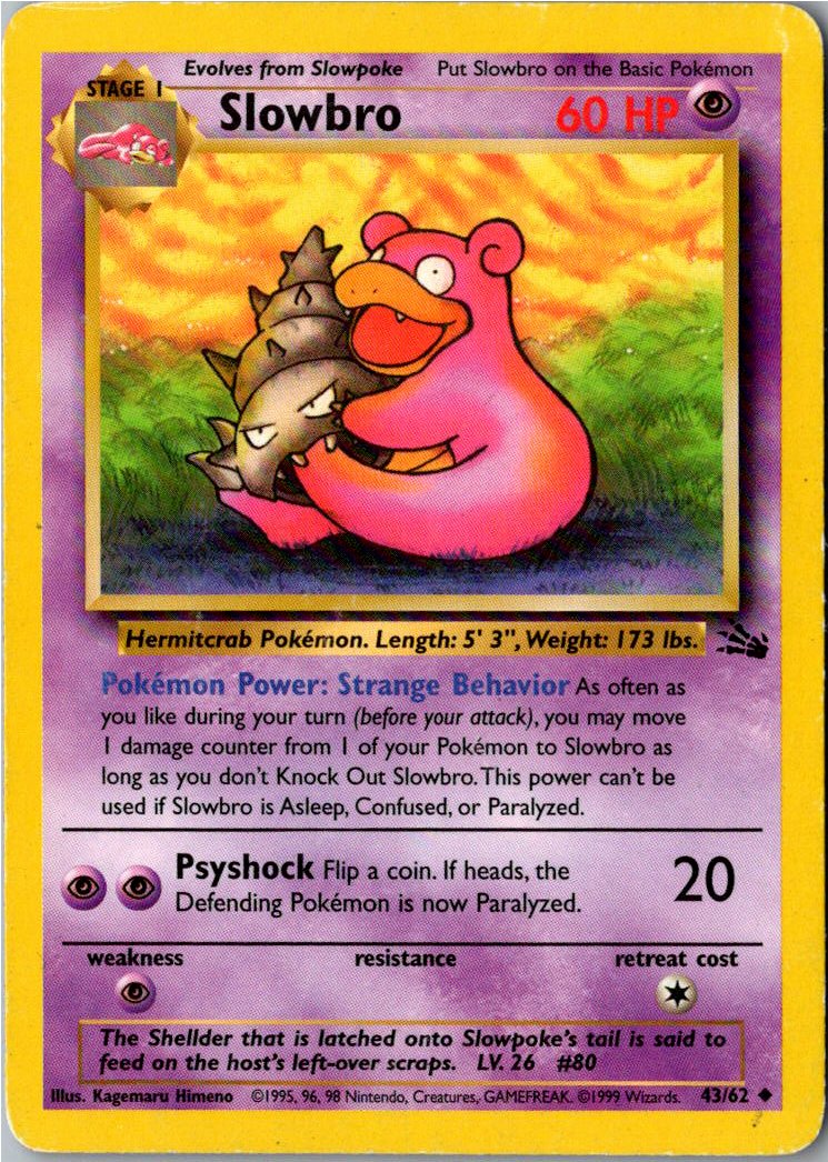 Slowbro Lahmus 43/62 Fossil – Vorderseite