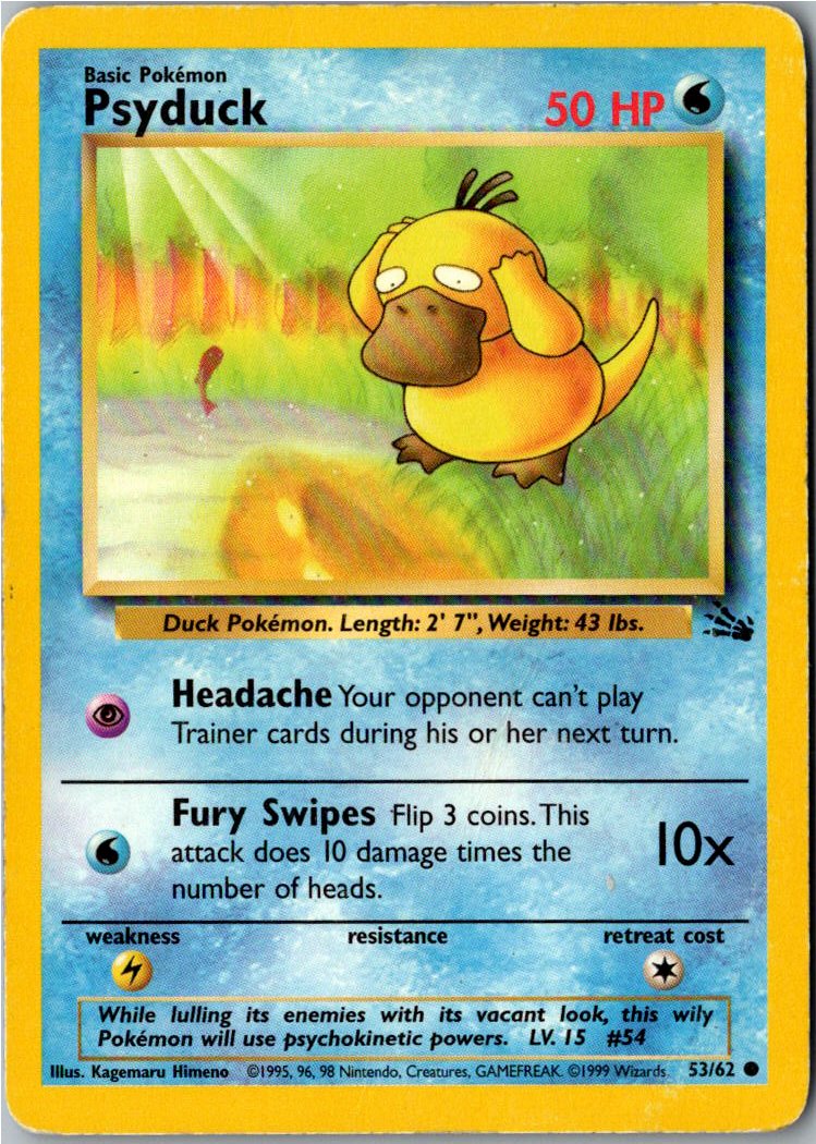 Psyduck Enton 53/62 Fossil – Vorderseite