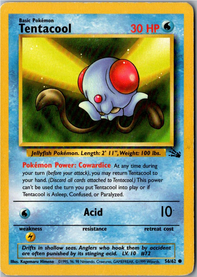 Tentacool Tentacha 56/62 Fossil – Vorderseite