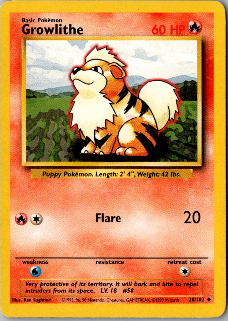 Growlithe Fukano 28/102 Grundset – Vorderseite