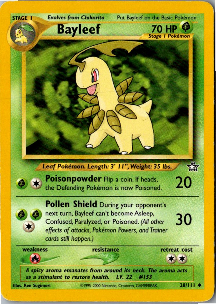 Bayleef Lorblatt 28/111 Neo Genesis – Vorderseite