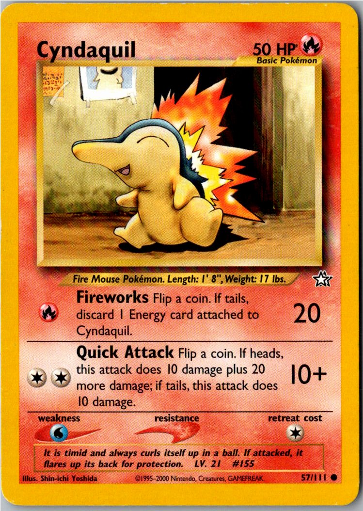 Cyndaquil Feurigel 57/111 Neo Genesis – Vorderseite