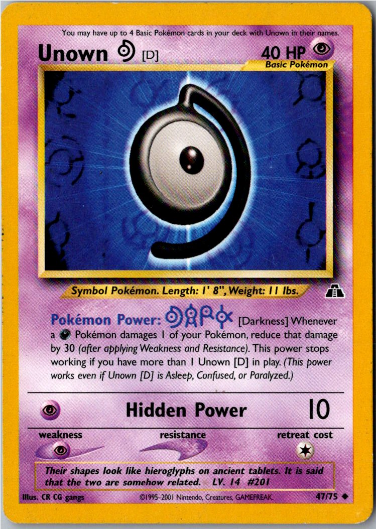 Unown [D] Icognito D 47/75 Neo Entdeckung – Vorderseite
