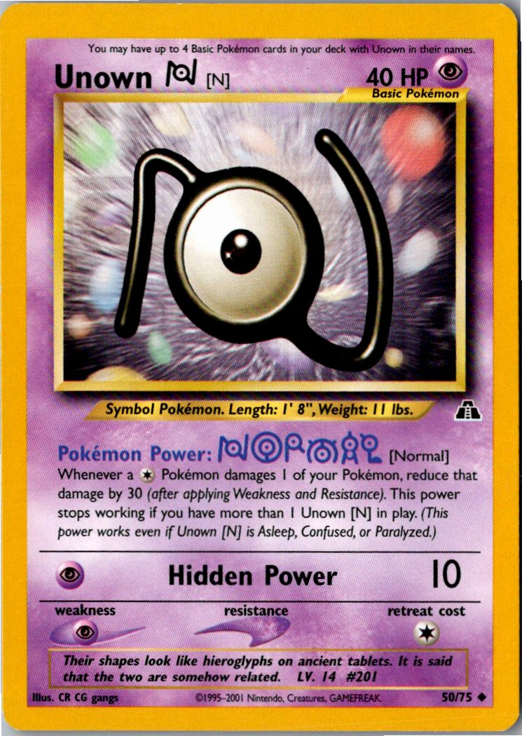 Unown [N] Icognito N 50/75 Neo Entdeckung – Vorderseite