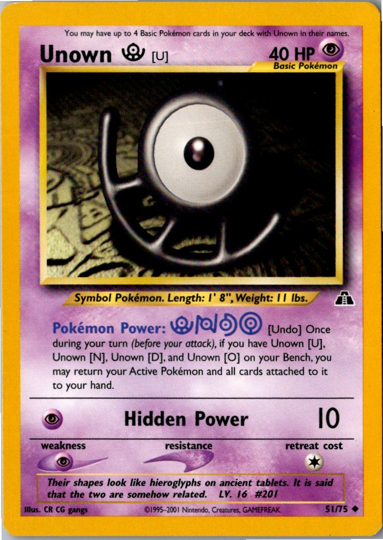 Unown [U] Icognito U 51/75 Neo Entdeckung – Vorderseite