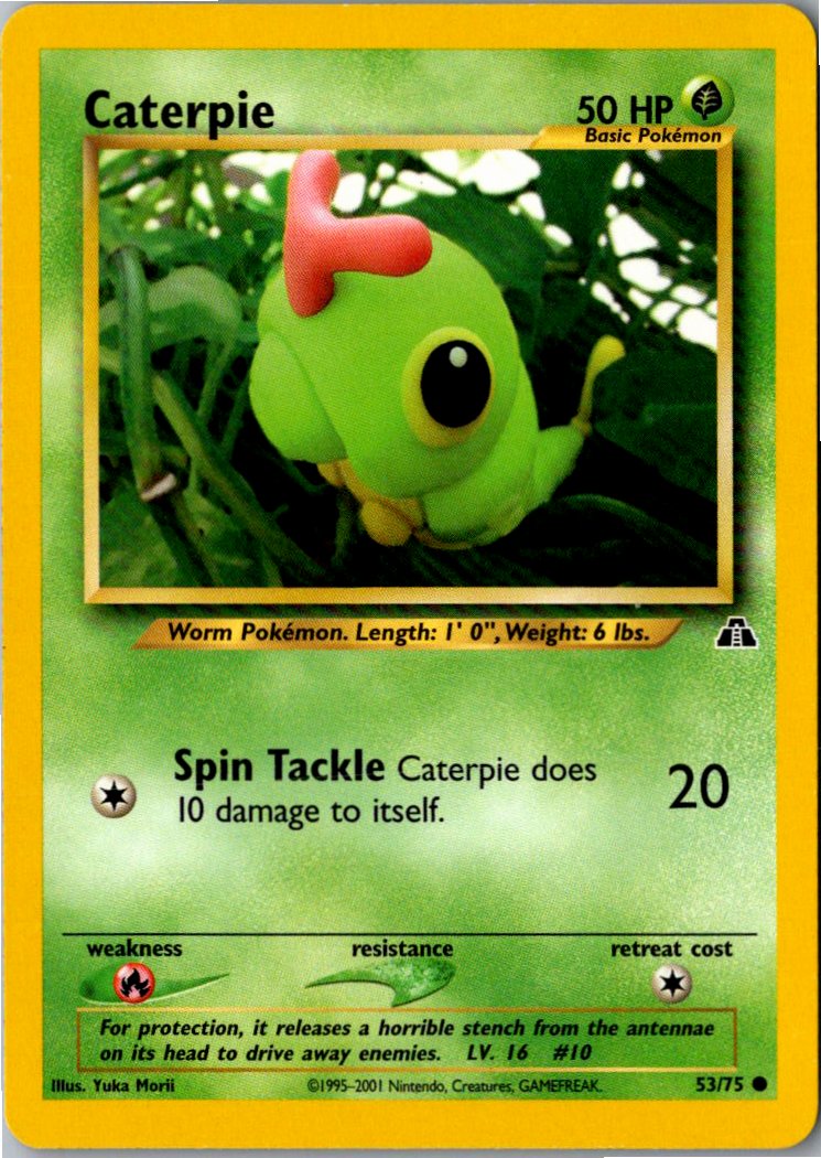 Caterpie Raupy 53/75 Neo Entdeckung – Vorderseite