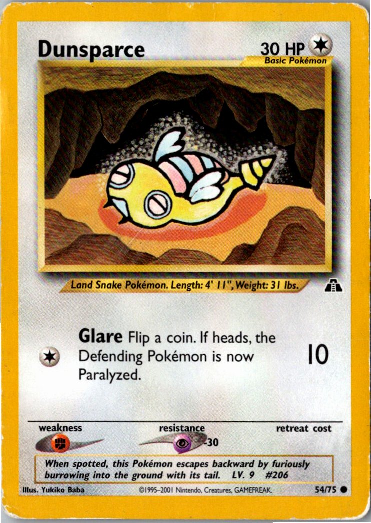 Dunsparce Dummisel 54/75 Neo Entdeckung – Vorderseite