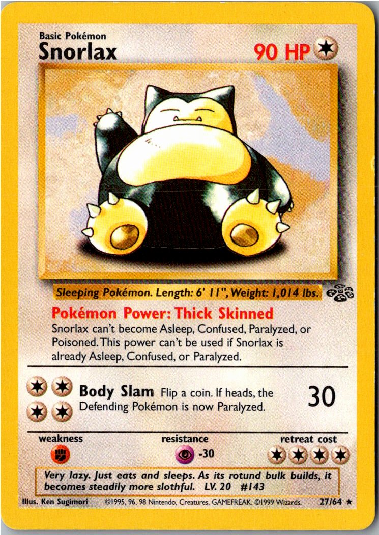 Snorlax Relaxo 27/64 Dschungel – Vorderseite