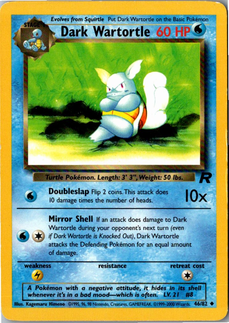 Dark Wartortle Dunkles Schillok 46/82 Team Rocket – Vorderseite