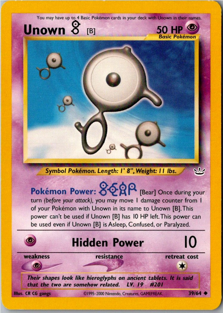 Unown [B] Icognito B 39/64 Neo Revelation – Vorderseite