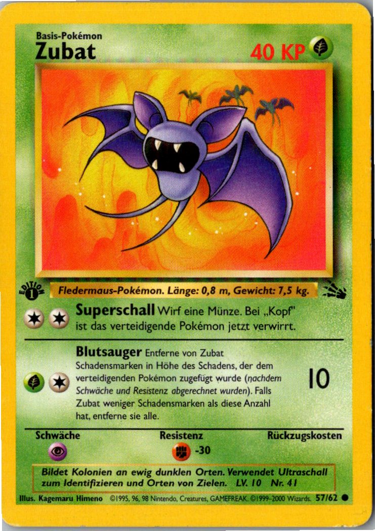 Zubat 57/62 Fossil – Vorderseite