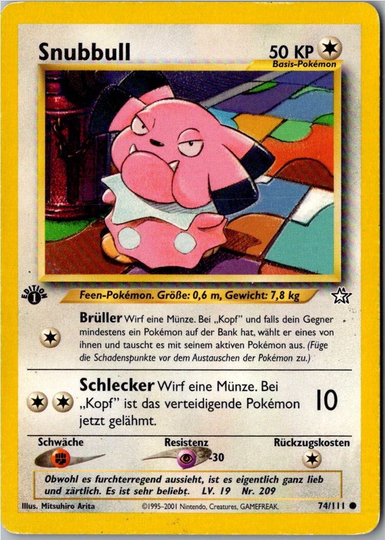 Snubbull 74/111 Neo Genesis – Vorderseite