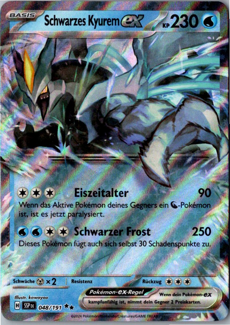 Schwarzes Kyurem ex 048/191 Stürmische Funken – Vorderseite