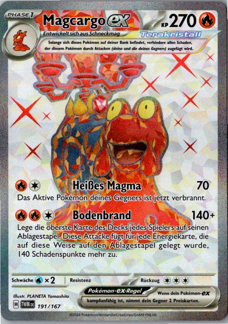 Magcargo ex 191/167 Maskerade im Zwielicht – Vorderseite