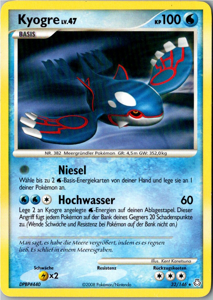 Kyogre 32/146 Erwachte Legenden – Vorderseite