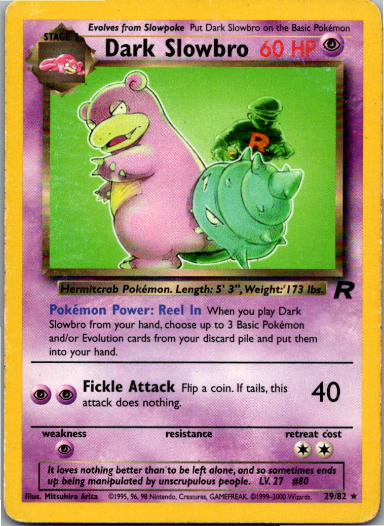 Dark Slowbro Dunkles Lahmus 29/82 Team Rocket – Vorderseite