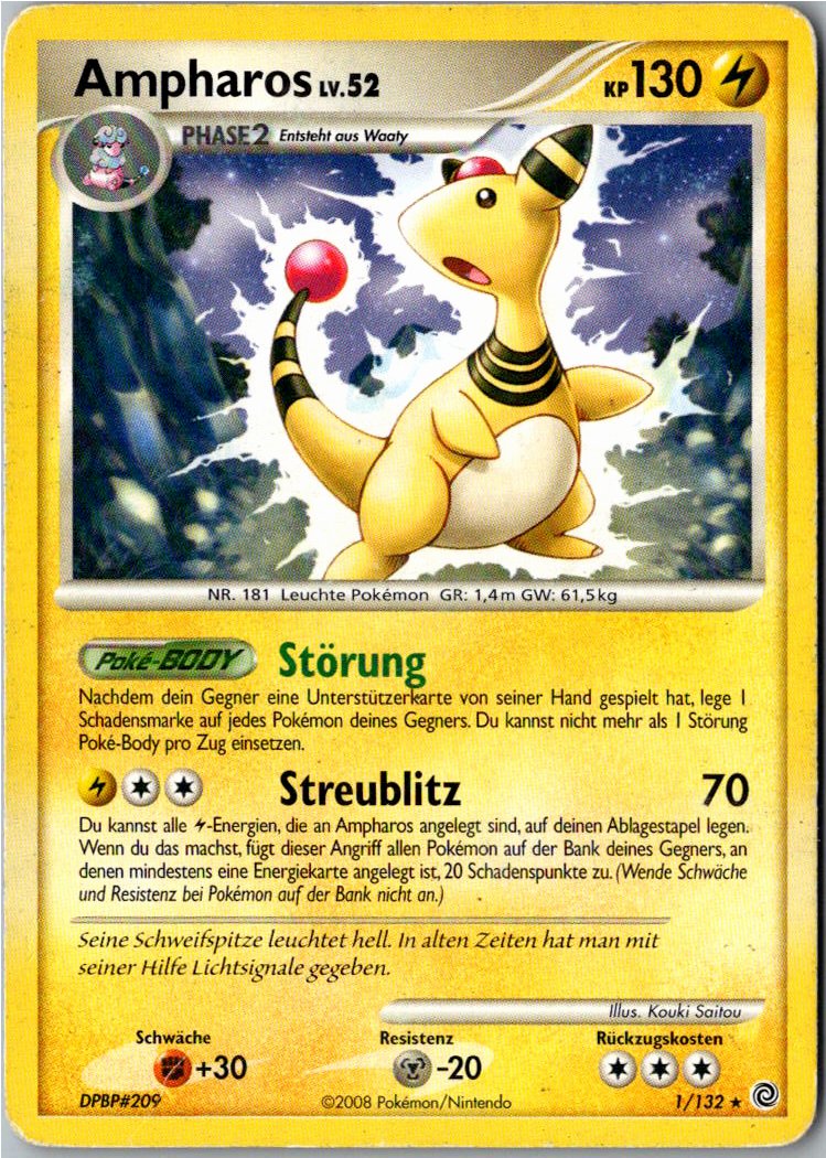 Ampharos 1/132 Rätselhafte Wunder – Vorderseite