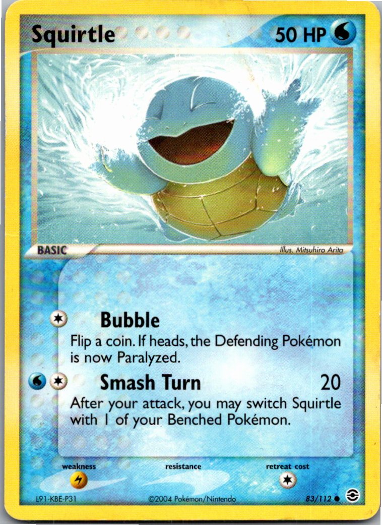 Squirtle Schiggy 83/112 EX Feuerrot & Blattgrün – Vorderseite