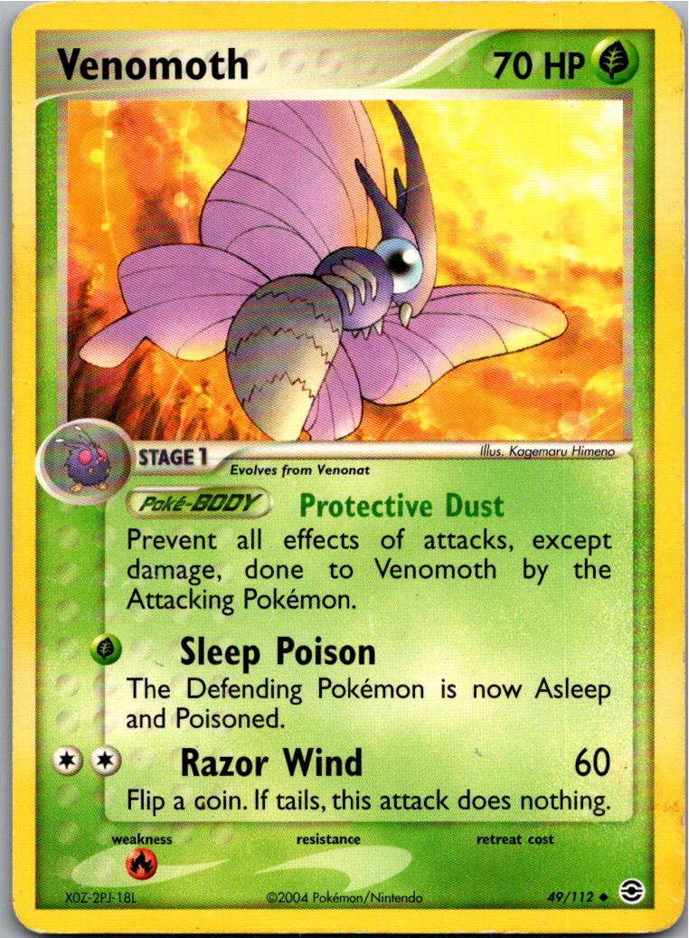Venomoth Omot 49/112 EX Feuerrot & Blattgrün – Vorderseite