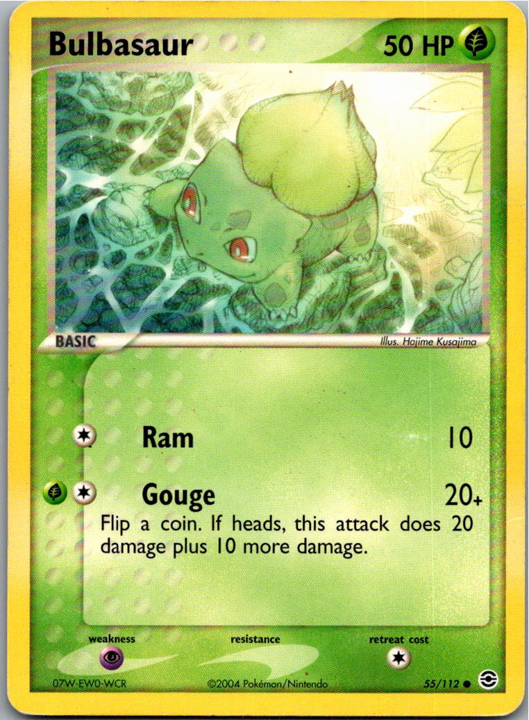 Bulbasaur Bisasam 55/112 EX Feuerrot & Blattgrün – Vorderseite