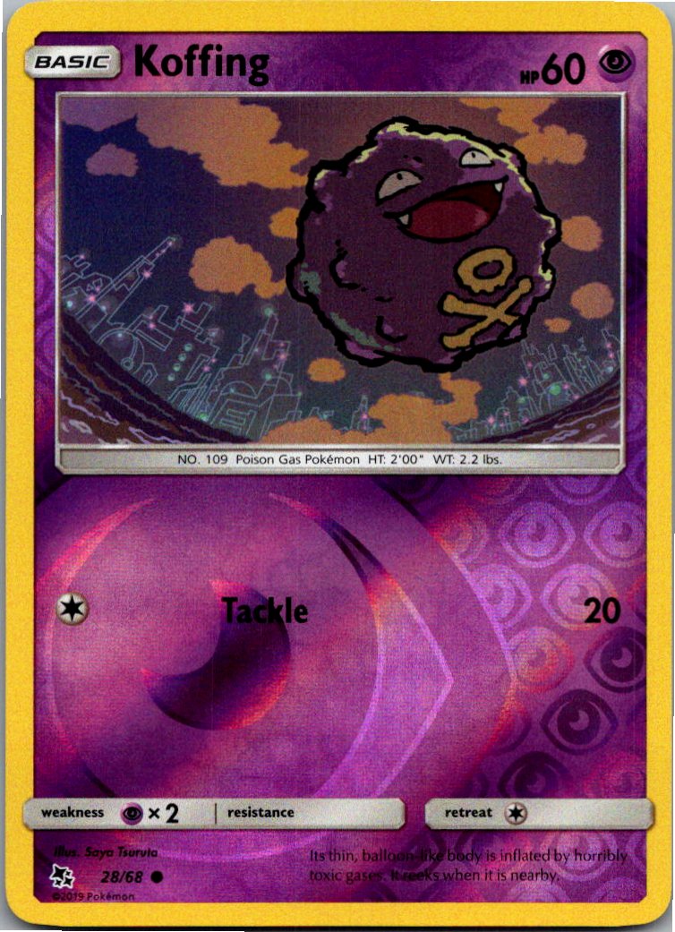 Koffing Smogon 28/68 Verborgenes Schicksal – Vorderseite
