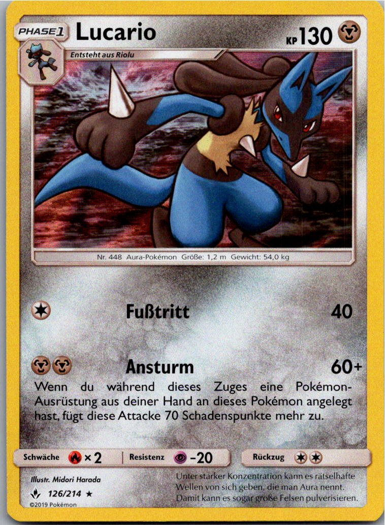 Lucario 126/214 Kräfte im Einklang – Vorderseite