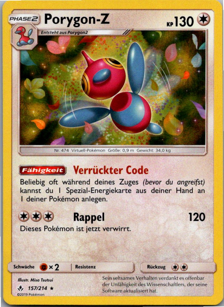 Porygon-Z 157/214 Kräfte im Einklang – Vorderseite