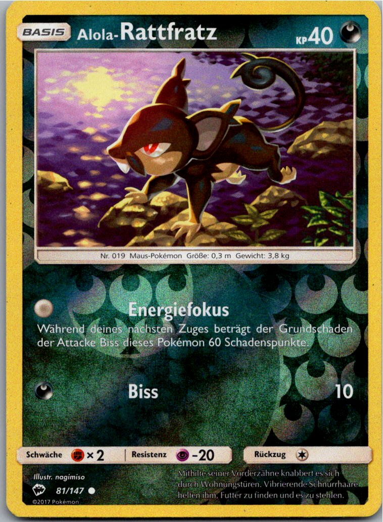 Alola-Rattfratz 81/147 Nacht in Flammen – Vorderseite