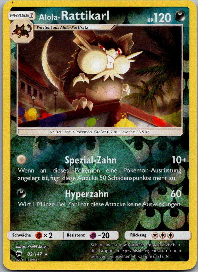 Alola-Rattikarl 82/147 Nacht in Flammen – Vorderseite