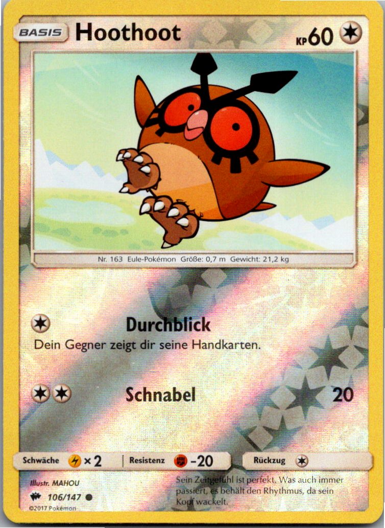 Hoothoot 106/147 Nacht in Flammen – Vorderseite