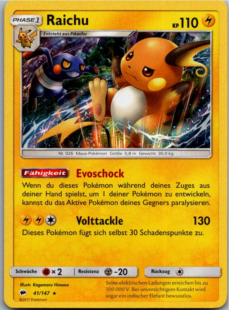 Raichu 41/147 Nacht in Flammen – Vorderseite