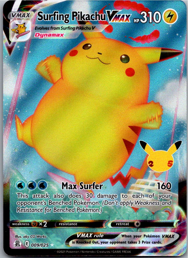Surfing Pikachu VMAX 009/025 Celebrations – Vorderseite