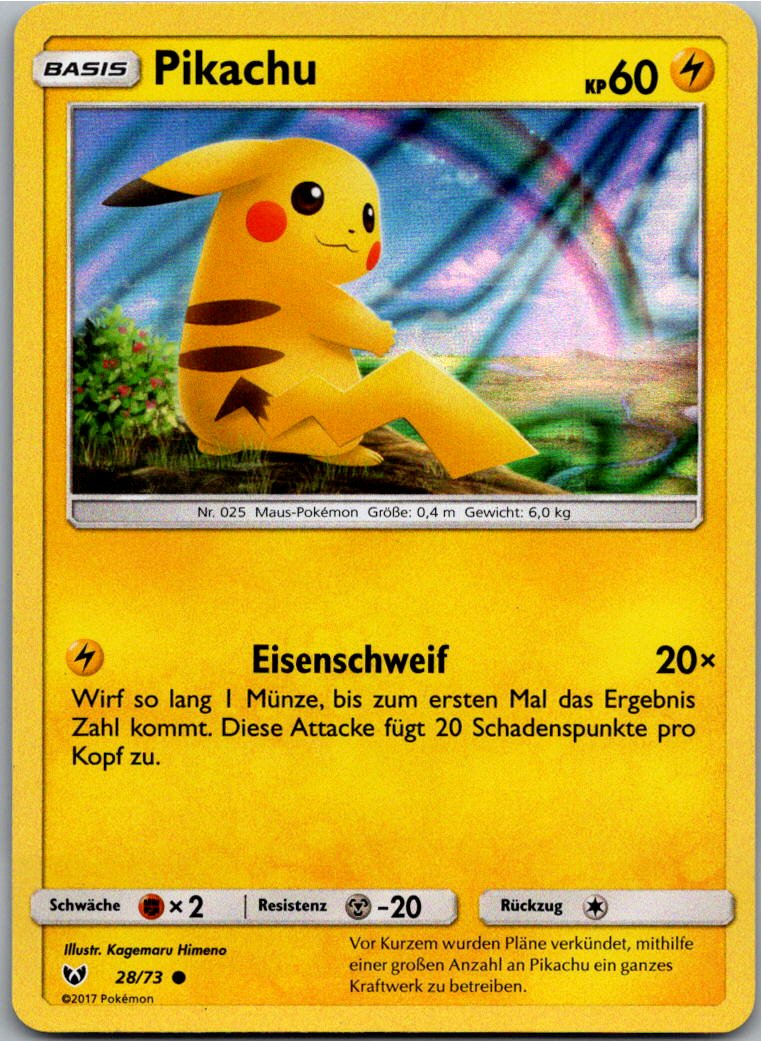 Pikachu 28/73 Schimmernde Legenden – Vorderseite