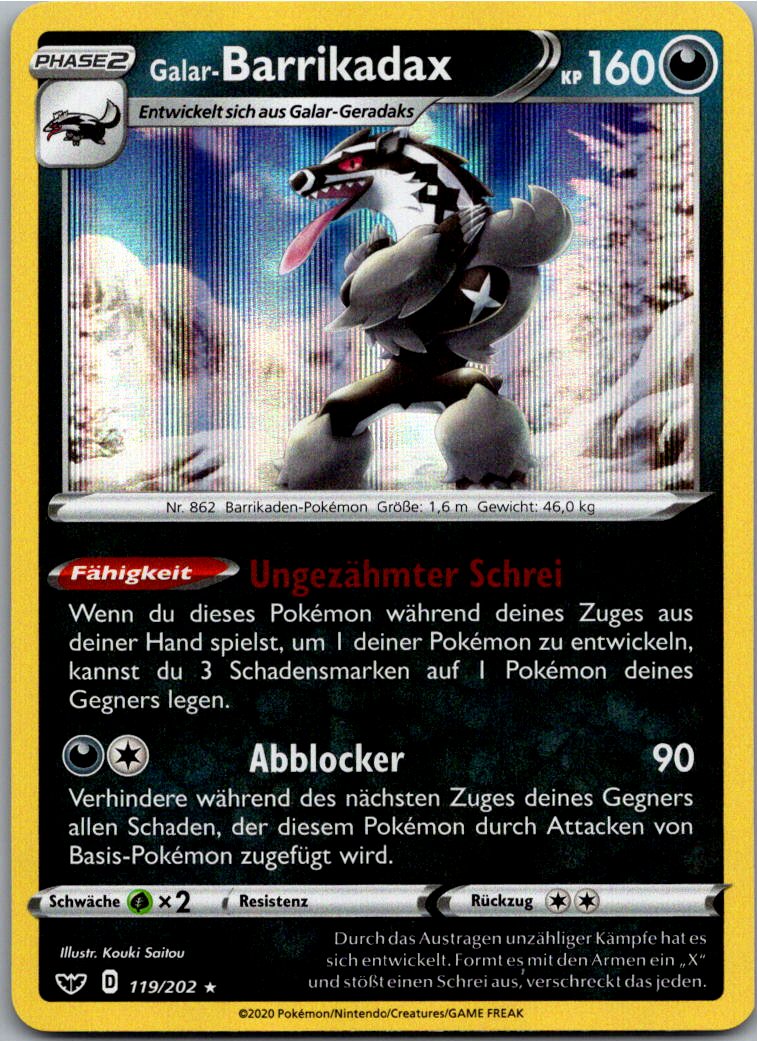 Galar-Barrikadax 119/202 Schwert & Schild – Vorderseite