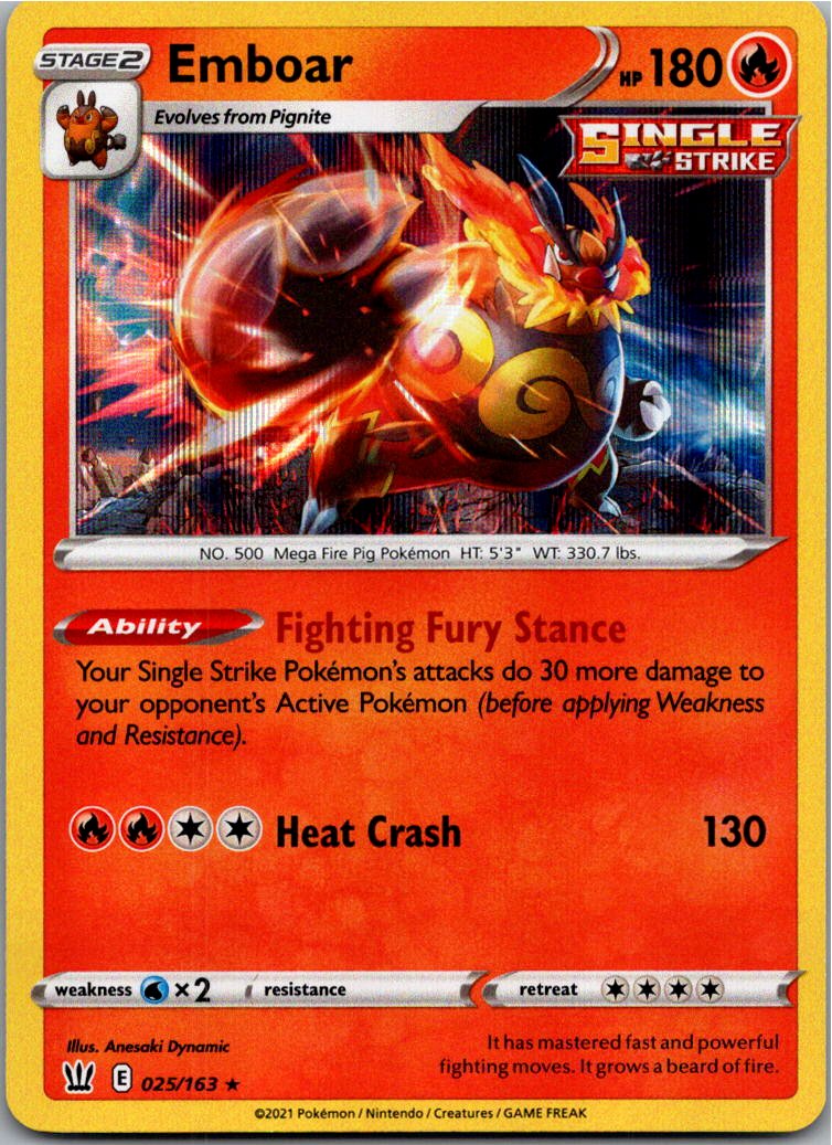 Emboar Flambirex 025/163 Kampfstile – Vorderseite