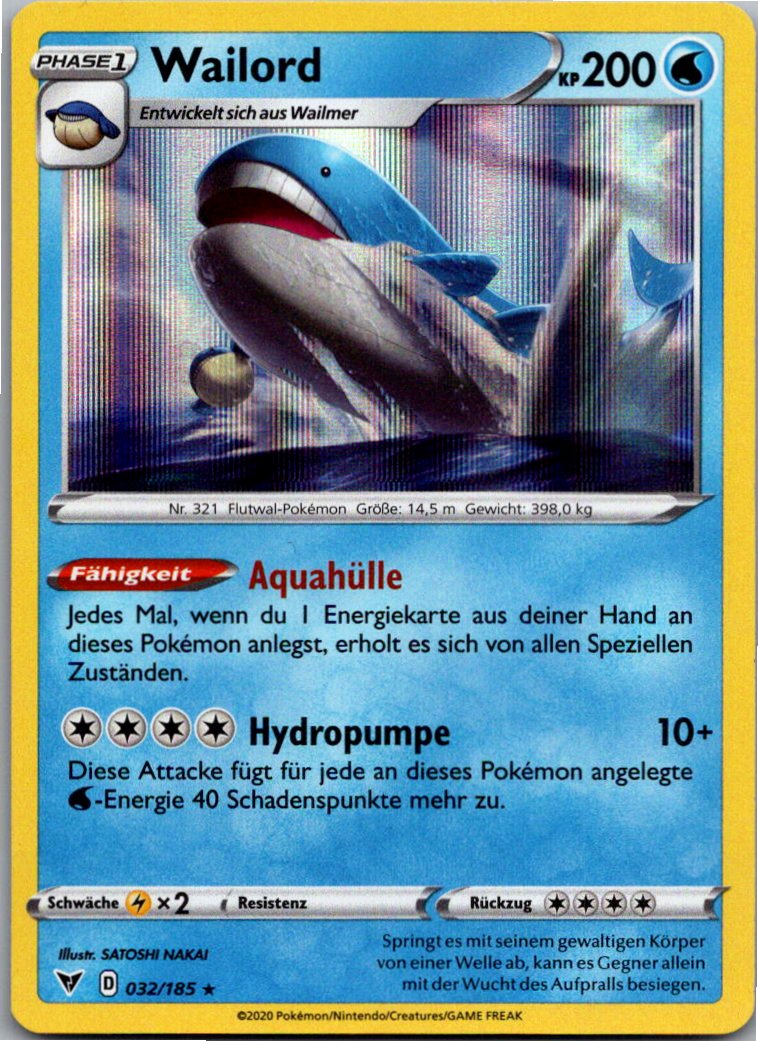 Wailord 032/185 Farbenschock – Vorderseite