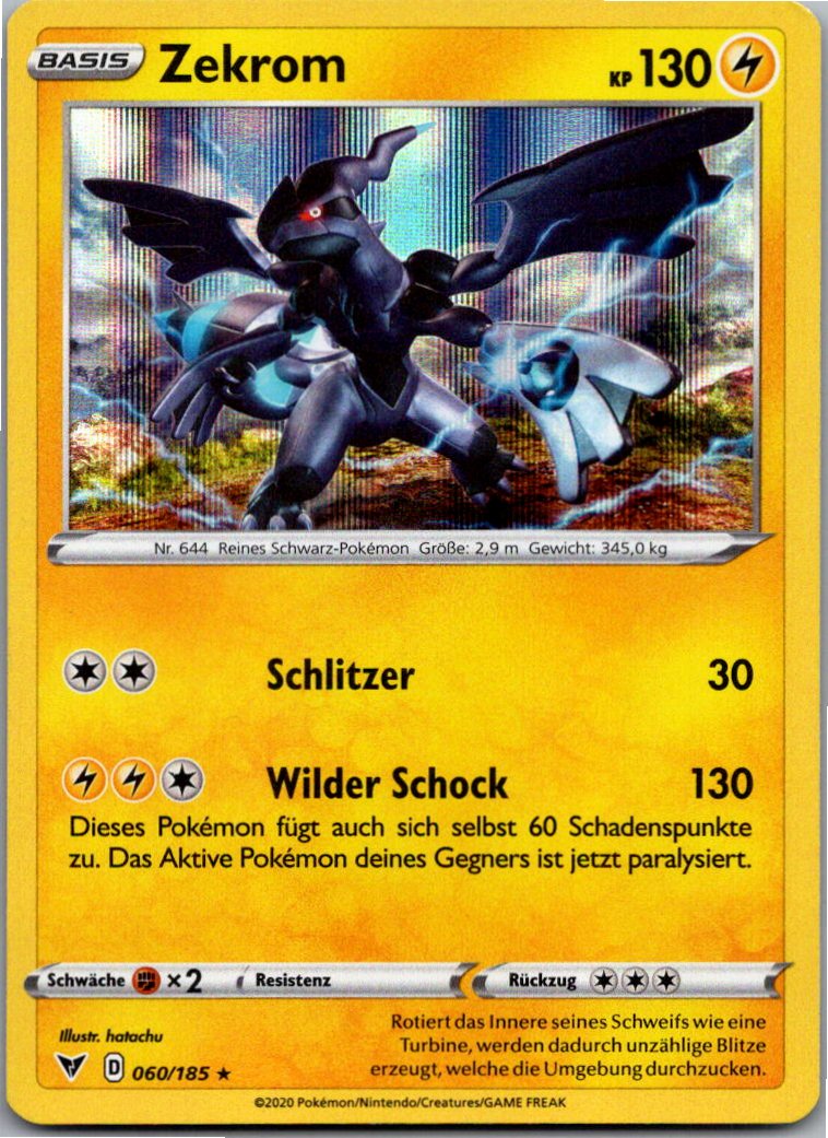 Zekrom 060/185 Farbenschock – Vorderseite