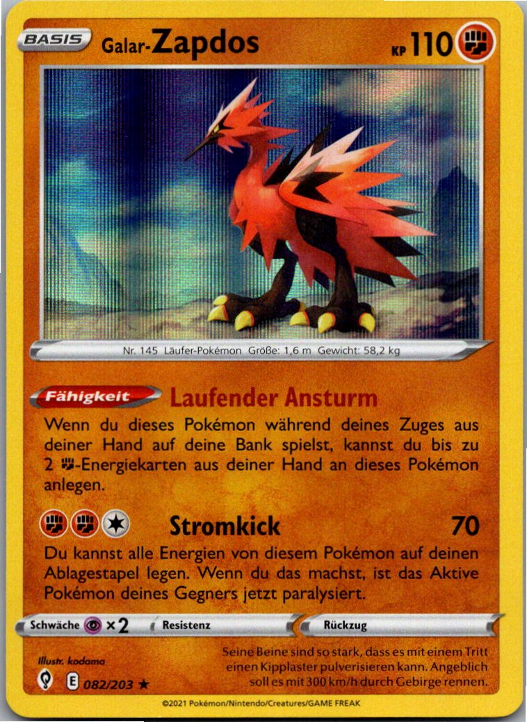 Galar-Zapdos 082/203 Drachenwandel – Vorderseite