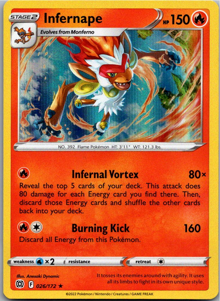 Infernape Panferno 026/172 Strahlende Sterne – Vorderseite