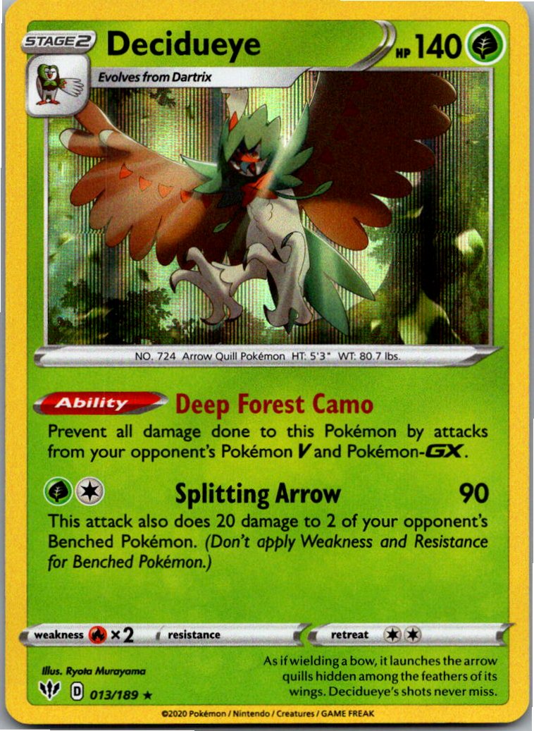 Decidueye Silvarro 013/189 Flammende Finsternis – Vorderseite