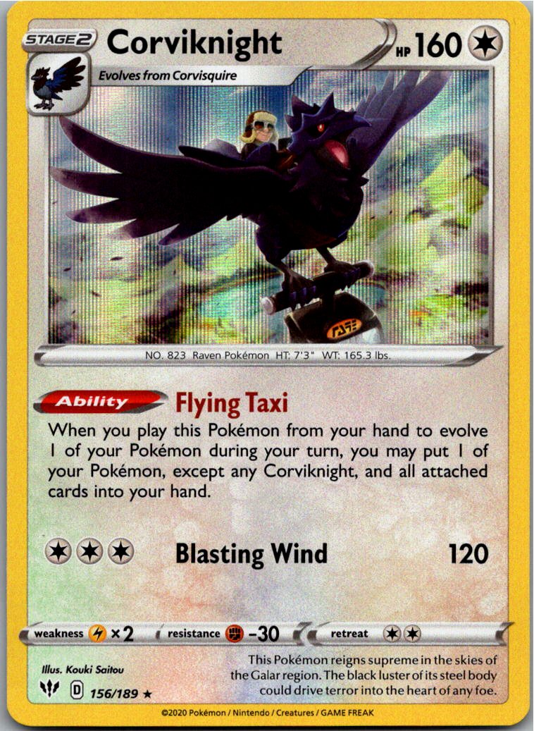 Corviknight Krarmor 156/189 Flammende Finsternis – Vorderseite
