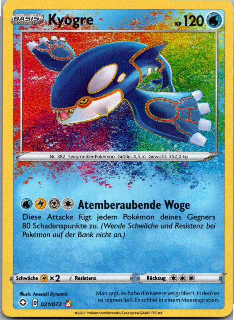 Kyogre 021/072 Glänzendes Schicksal – Vorderseite