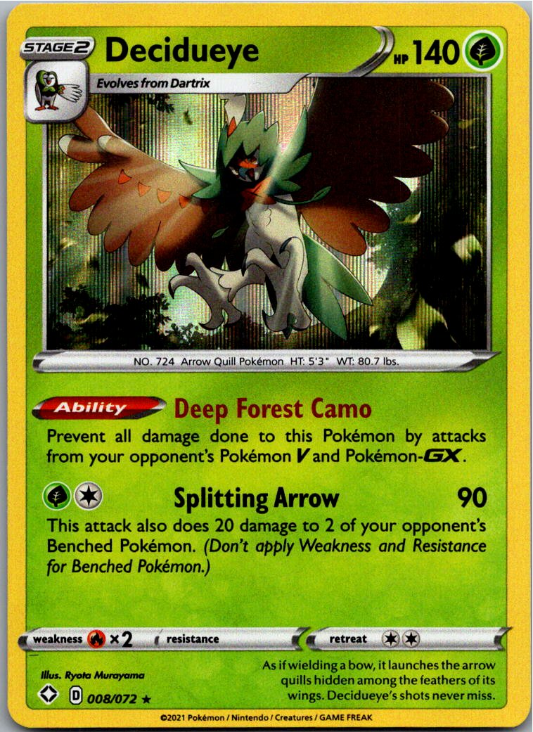 Decidueye Silvarro 008/072 Glänzendes Schicksal – Vorderseite
