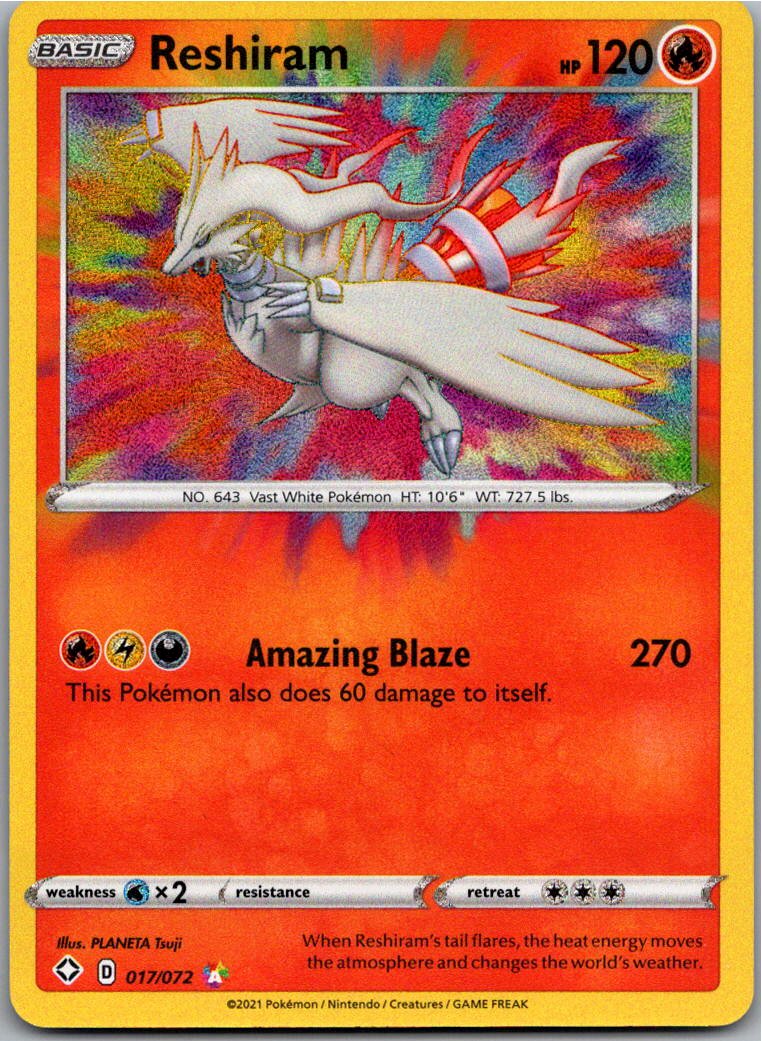 Reshiram 017/072 Glänzendes Schicksal – Vorderseite