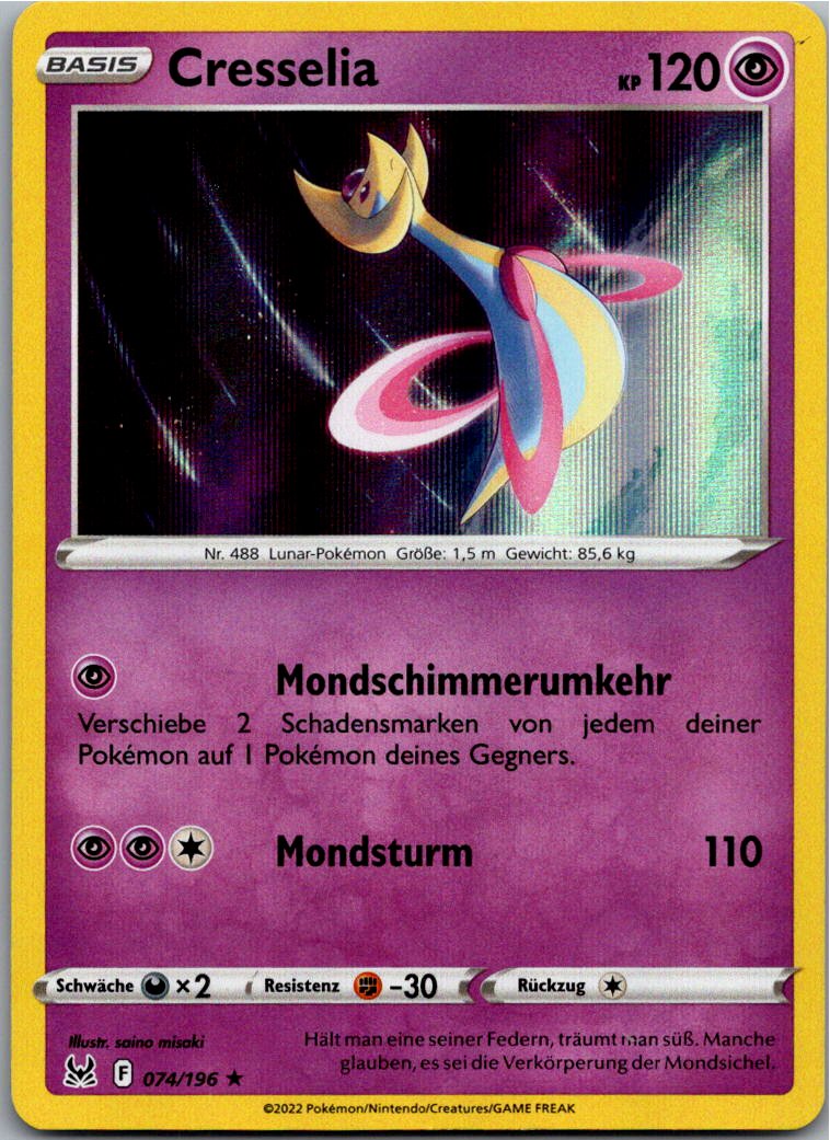 Cresselia 074/196 Verlorener Ursprung – Vorderseite